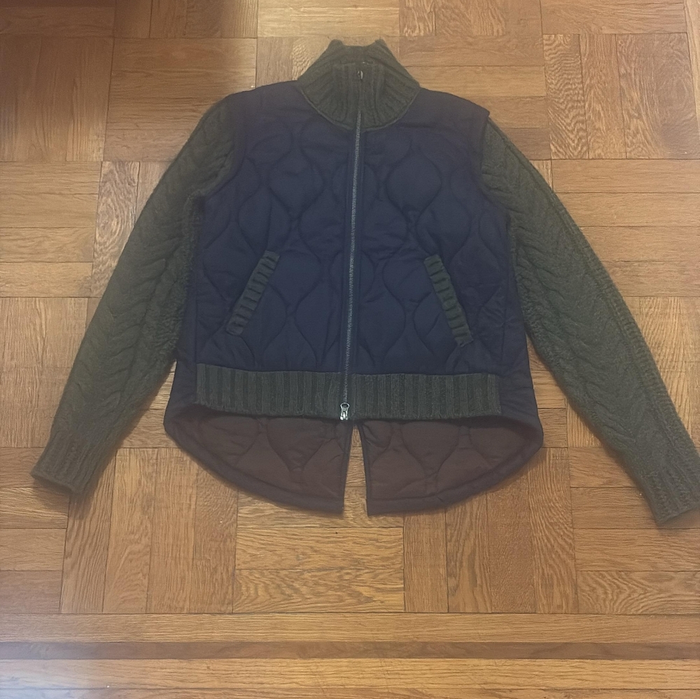 Veronica Beard Patra Knit Sleeve Quilted Jacket